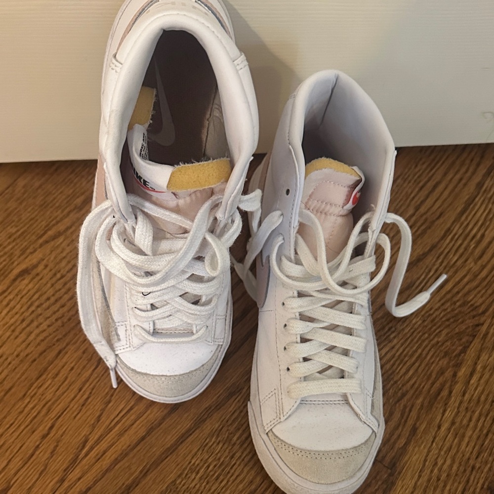 Nike White and Beige High-Top Sneakers